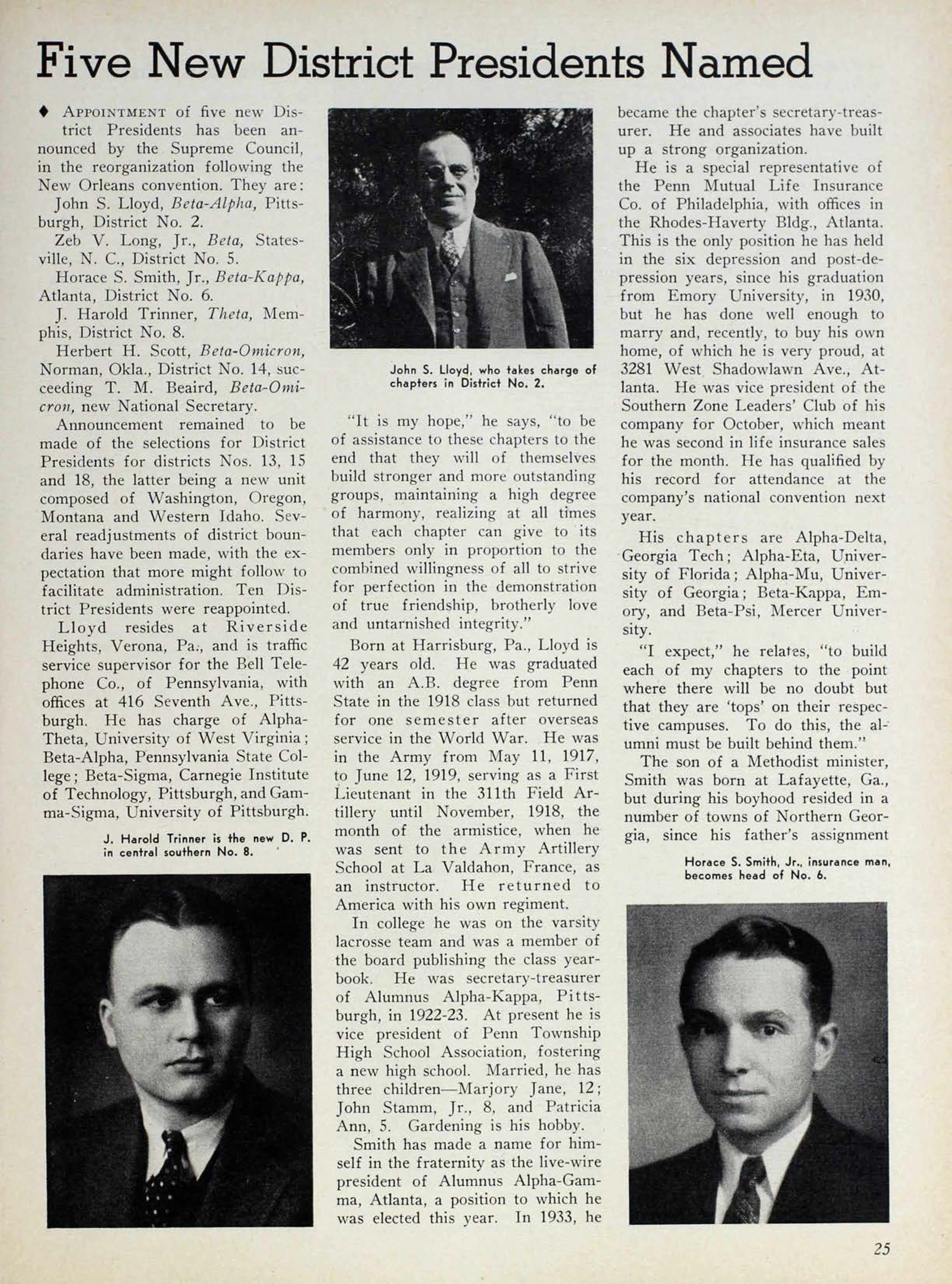 Five New District Presidents Named